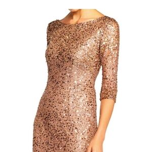 ‼️SAVE $300+‼️Adrianna Papell Sequin Beaded Dress Rosegold - Size 2 Like New